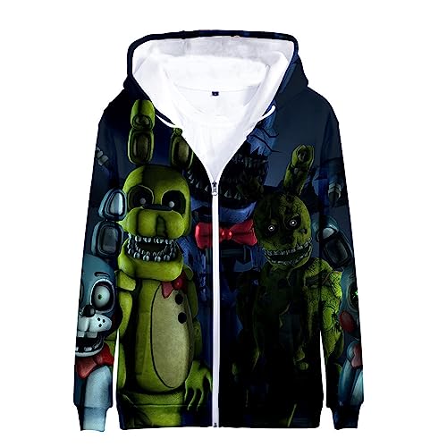 Unisex FNAF Zip Up Hoodies Cartoon Bär Cosplay Zipper Hoodies Kostüm Jacke Mantel für Männer Frauen von SKAYWHUK