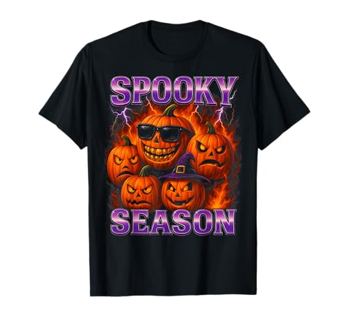Gruselige Jahreszeit Lustige Kürbisse Y2K Bootleg Halloween Herren Damen T-Shirt von SKBD Tees