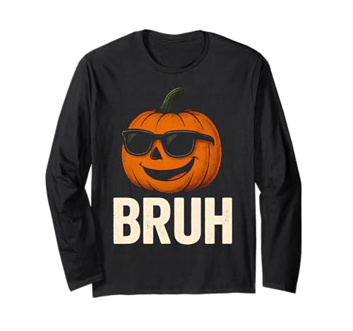 Pumpkin Bruh Shirt Lazy Pumpkin Kostüm Damen Herren Jungen Bruh Langarmshirt von SKBD Tees