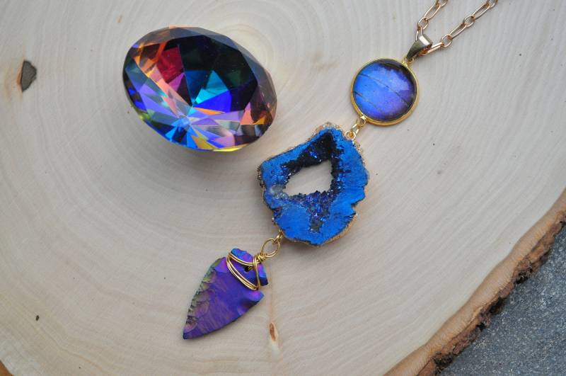 Blauer Morpho Schmetterling, Echter Schmetterling Halskette Blauer Morpho Schmetterling, Echter Schmetterling Halskette von SKButterflies