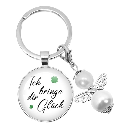 Schutzengel Schlüsselanhänger, Kleeblatt Schlüsselbringer Glücksbringer Prüfung, Vierblättriges Kleeblatt Viel Glück Geschenk Glücksklee für Abitur Aufmunterung Genesung Geschenk Kinder Familien von SKDFHOD