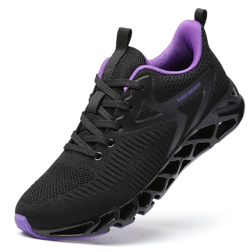 SKDOIUL Damen Athletic Tennis Walking Schuhe Fashion Sport Running Sneakers, A035 Black Purple, 40 EU von SKDOIUL