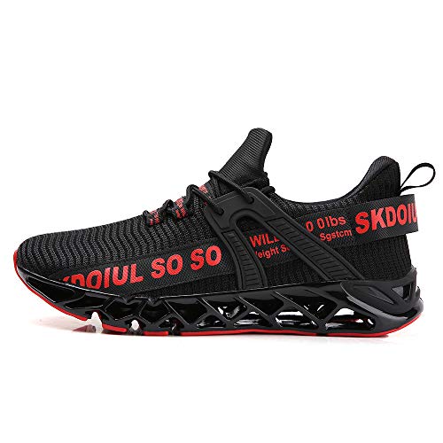 SKDOIUL Sport-Laufschuhe für Herren, Netzstoff, atmungsaktiv, Traillaufschuhe, modische Sneakers, Schwarz (59-blackred), 44 EU von SKDOIUL