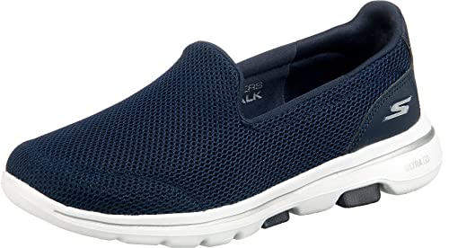 Skechers Damen Go Walk 5 Sneakers, Navy Textile White, 39 EU von Skechers