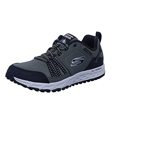 Skechers Herren Escape Plan Sneaker, Green Olive Leather Mesh Black Trim Olbk, 42 EU von Skechers