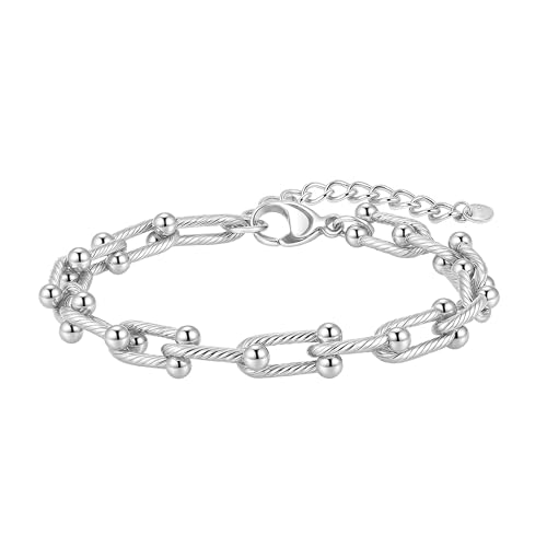 Silver Plated Trendy Paperclip Ketten Armband für Frauen und Männer mit Mustern Gold Aussage Absolvierte Link Kette Armbänder Bold Oval Link Barbell Links Silver Schmuck von SKENUDY