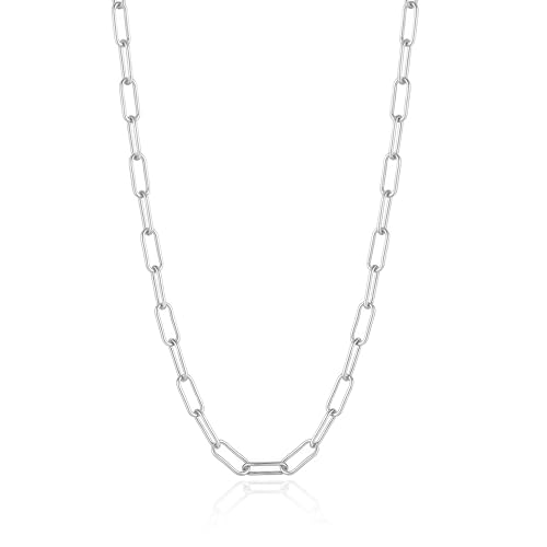 SKENUDY Versilberte stilvolle lange Edelstahl-Halskette mit ovaler Büroklammer-Gliederkette für Damen und Herren, für den täglichen Gebrauch SKENUDY Versilberte stilvolle lange Edelstahl-Halskette mit ovaler Büroklammer-Gliederkette für Damen und Herren, für den täglichen Gebrauch von SKENUDY