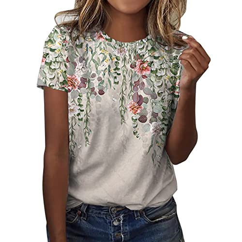 Damen T Shirt - Tshirt Damen Kurzarm Sommer Mit Aufdruck Lustige Oberteil Shirts T-Shirt Locker Für Frauen T Schirt T Shirt Elegante Druck Oberteile T-Shirts Tshirts von SKFLABOOF