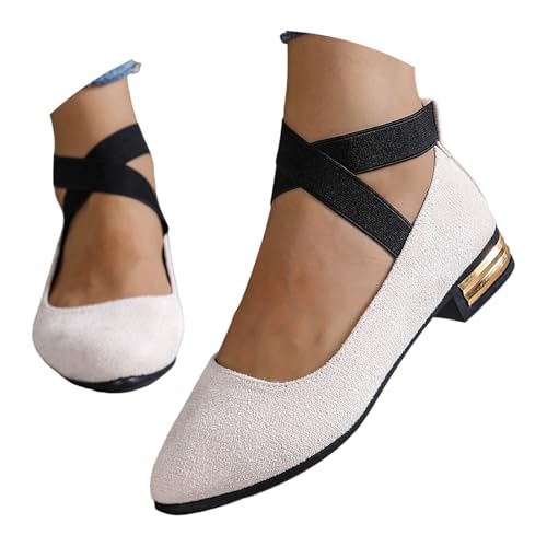 Dirndl Schuhe Damen - Bequem Oktoberfest Trachtenschuhe High Heels Pumps Trachtenstiefel Absatzschuhe Stöckelschuhe Mit Absatz 003d Weiß, 37/EU von SKFLABOOF