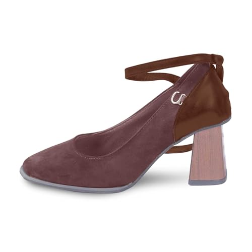 Dirndl Schuhe - Damen Bequem Trachtenschuhe Oktoberfest Trachtenstiefel High Heels Pumps Mit Absatz Stöckelschuhe Absatzschuhe 006b Braun, 37/EU von SKFLABOOF