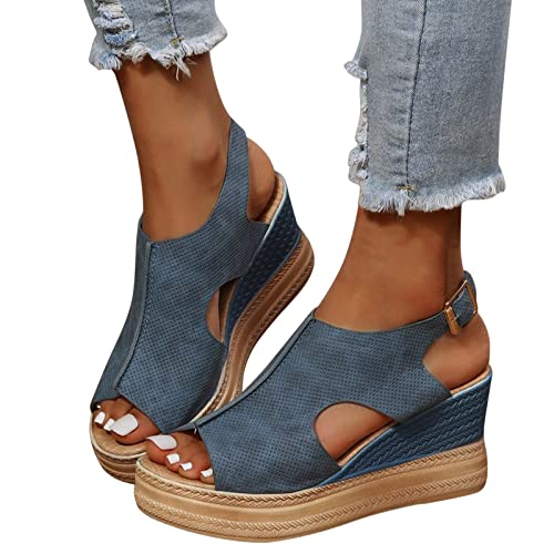 Keilsandaletten Damen Bequem Mit Keilabsatz Damensandalen Sandaletten Sandalen Römer Elegant Peep Toe Sandals Keilsandaletten Weite H Flache Schuhe Outdoorsandalen Bubucy Klapki Damensandaletten von SKFLABOOF