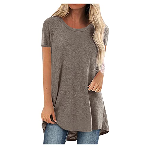 Langarm Shirts Damen - Oberteile Damen Oversize Mode Frühling Basic Sommerbluse Longbluse Bluse Kurzarm Lässig Longshirt Longtops Festliche Rockabilly Tunika Blusentop Tshirt von SKFLABOOF