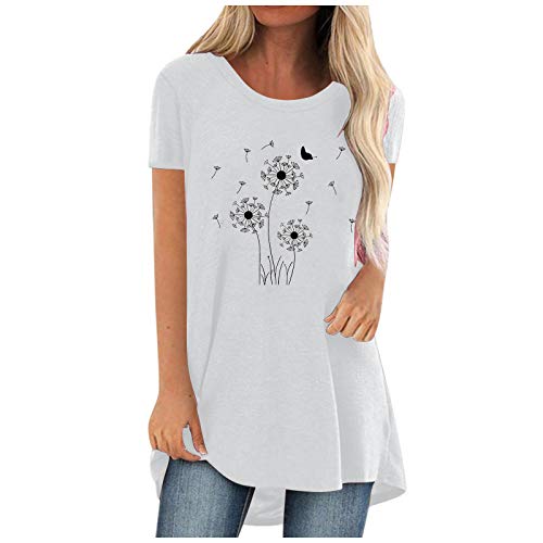 Langarm Shirts Damen - Oberteile Damen Oversize Mode Frühling Basic Sommerbluse Longbluse Bluse Kurzarm Lässig Longshirt Longtops Festliche Rockabilly Tunika Blusentop Tshirt von SKFLABOOF