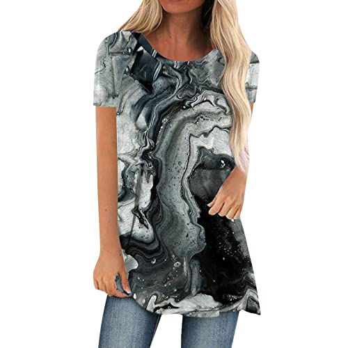 Longshirt Damen Lässig Sommer Sommerbluse Bluse Blusen Große Größen für Leggings Elegant Tunika Longbluse Grosse Grössen Kurzarm Damenblusen Damenbluse Sexy Oberteile Leichte Hippie Sommerblusen von SKFLABOOF