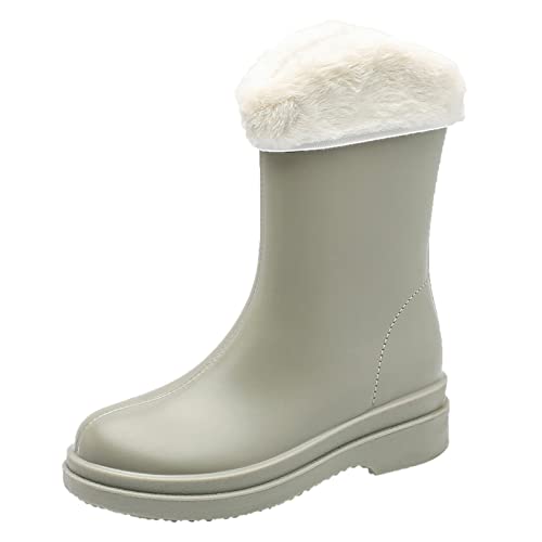 Regenstiefel Damen Chelsea Boots Gummistiefel Kurz Gummischuhe Atmungsaktiv Wasserdichte Schuhe Regenschuhe Stiefeletten Sommer Camper Grau 41/EU von SKFLABOOF