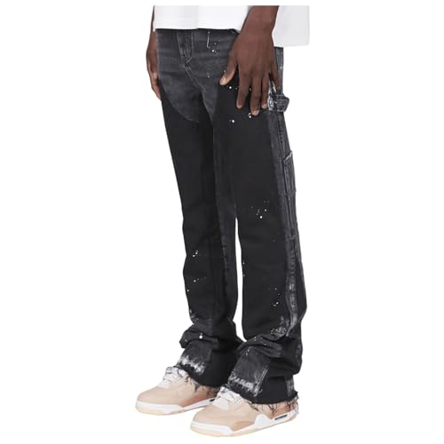 SKFLABOOF Bootcut Jeans Herren Baggy Jeanshose Slim Fit Hosen Flared Stretch Cargohose Arbeitshosen Männer Mr Skinny Cargo Herrenjeans Straight Grau M von SKFLABOOF