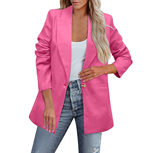 SKFLABOOF Business Outfit Damen Kostüme 2023 Büro Trachtenblazer Grün Blazer Große Größen Beige Kleidung Leinenjacke Hochzeit Lange Sommerblazer Damen-Blazer Kurzjacke von SKFLABOOF