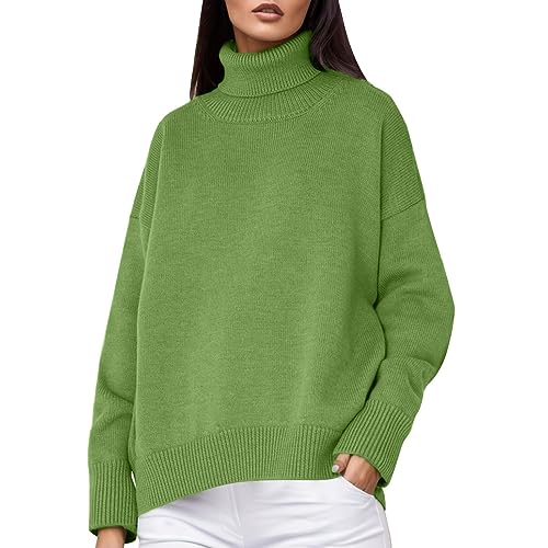 SKFLABOOF Damen Pullover Zopfmuster Moderne Jumper Vintage Rollkragenpullover Warme Strick Thermo Wolle Feinstrickpullover Women's Schwarzer Festliche Damenmode Grobmaschig Wickelpullover von SKFLABOOF