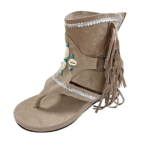 SKFLABOOF Damen Sandalen Elegant Kein Absatz Pull-On Sandalen Freizeitschuhe Mode-Kleid Freizeit Sandals Zehentrenner Barfußschuh Schuhe Trägerlos Außenbereich Flip Flops Flache Sandale von SKFLABOOF