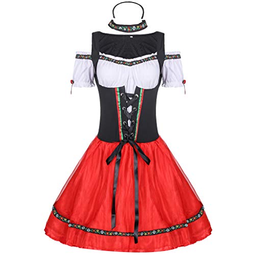 SKFLABOOF Dirndl Damen Midi Mini Lang Drindl Dirndlkleid Dirndel Blick Unters Midi Kurz Costume Dirndl Trachtenmode Sale Diendl Dirdl Blau Trachtenkleid Größe 50 Günstig Dress von SKFLABOOF