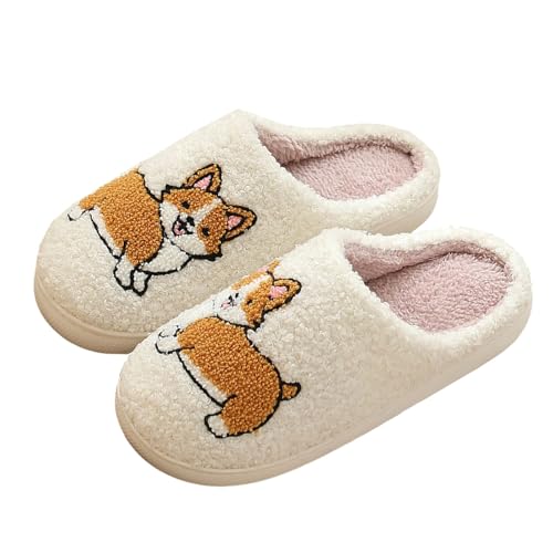 SKFLABOOF Hausschuhe Damen Plüsch - Süße Hausschlappen Aesthetic Herren Home Slippers Women Warm Witzige Flauschig Offen Teenager Mädchen F 011a Gelb, 45 von SKFLABOOF