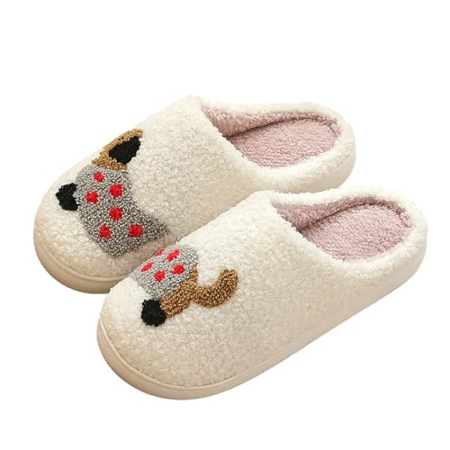 SKFLABOOF Hausschuhe Damen Plüsch - Süße Hausschlappen Aesthetic Herren Home Slippers Women Warm Witzige Flauschig Offen Teenager Mädchen F 011c Braun, 39 von SKFLABOOF
