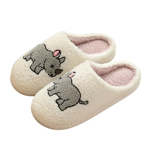 SKFLABOOF Hausschuhe Damen Plüsch - Süße Hausschlappen Aesthetic Herren Home Slippers Women Warm Witzige Flauschig Offen Teenager Mädchen F 011e Grau, 41 von SKFLABOOF
