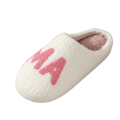 SKFLABOOF Hausschuhe Damen Plüsch - Süße Hausschlappen Aesthetic Herren Home Slippers Women Warm Witzige Flauschig Offen Teenager Mädchen F 013a Weiß, 37 von SKFLABOOF
