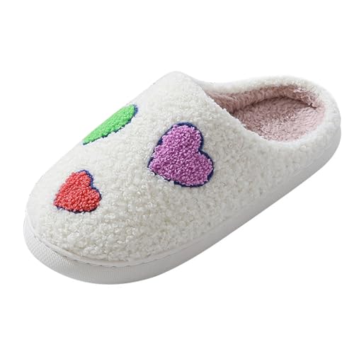 SKFLABOOF Hausschuhe Damen Plüsch - Süße Hausschlappen Aesthetic Herren Home Slippers Women Warm Witzige Flauschig Offen Teenager Mädchen F 015a Weiß, 37 von SKFLABOOF