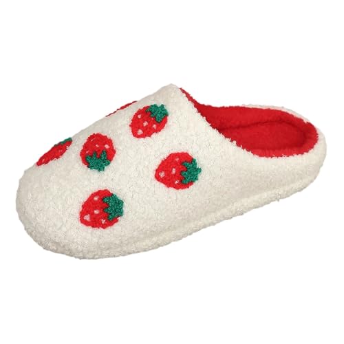 SKFLABOOF Hausschuhe Damen Plüsch - Süße Hausschlappen Aesthetic Herren Home Slippers Women Warm Witzige Flauschig Offen Teenager Mädchen F 016a Weiß, 39 von SKFLABOOF