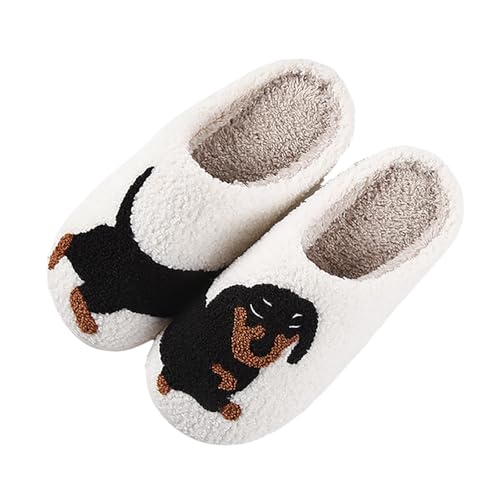SKFLABOOF Hausschuhe Damen Plüsch - Süße Hausschlappen Aesthetic Herren Home Slippers Women Warm Witzige Flauschig Offen Teenager Mädchen F 019a Weiß, 37 von SKFLABOOF