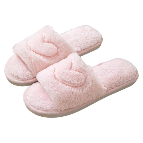 SKFLABOOF Hausschuhe Damen Plüsch - Süße Hausschlappen Aesthetic Herren Home Slippers Women Warm Witzige Flauschig Offen Teenager Mädchen F 020c Rosa, 41 von SKFLABOOF