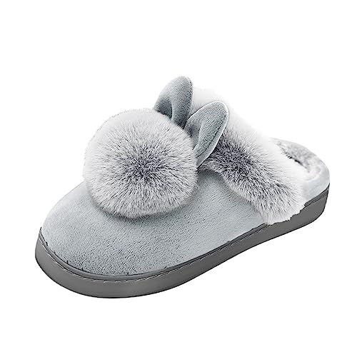 SKFLABOOF Hausschuhe Damen Plüsch - Süße Hausschlappen Aesthetic Herren Home Slippers Women Warm Witzige Flauschig Offen Teenager Mädchen F 023c Grau, 41 von SKFLABOOF