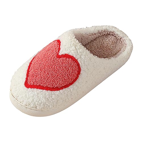 SKFLABOOF Hausschuhe Damen Plüsch - Süße Hausschlappen Aesthetic Herren Home Slippers Women Warm Witzige Flauschig Offen Teenager Mädchen F 024b Rot-2, 37 von SKFLABOOF
