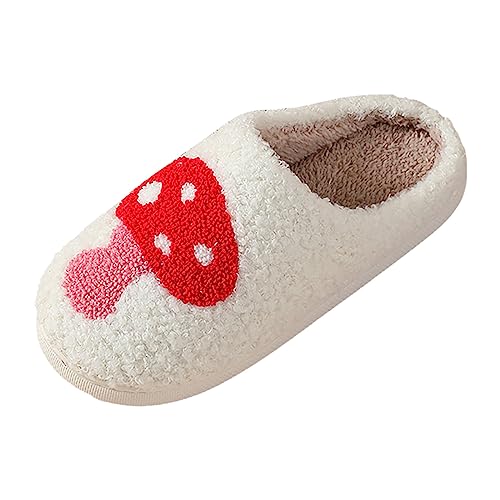 SKFLABOOF Hausschuhe Damen Plüsch - Süße Hausschlappen Aesthetic Herren Home Slippers Women Warm Witzige Flauschig Offen Teenager Mädchen F 024c Rot-3, 41 von SKFLABOOF