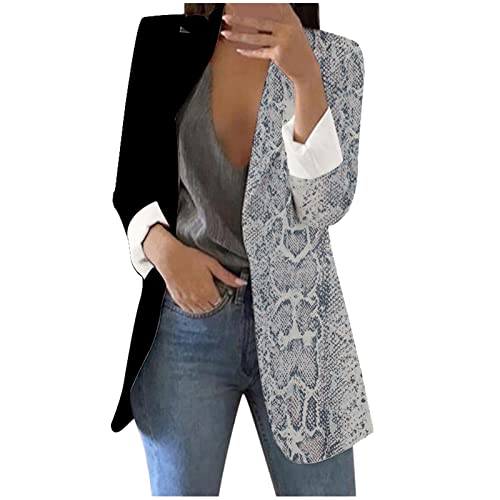 SKFLABOOF Italienische Mode Damen Blazer Sommer Büro Longblazer Extralang Outfits Weißer Große Größen Kostüme Jeansjacke Tailliert Grüner Damenjacke Blusenjacke Sommerstrickjacken von SKFLABOOF