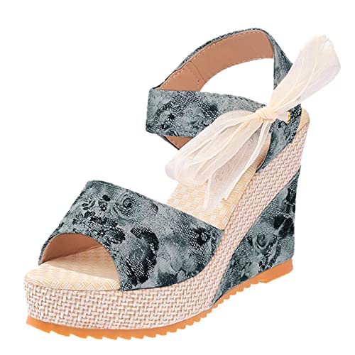 SKFLABOOF Keilsandaletten Damen Plateau Sommer Sommerschuhe Sandalen Sandale Keilabsatz Wedges Weisse Espadrilles Trendige Sale Keilsandalen Schuhe 39 Keilpumps Weiß Frauen Sandaletten von SKFLABOOF