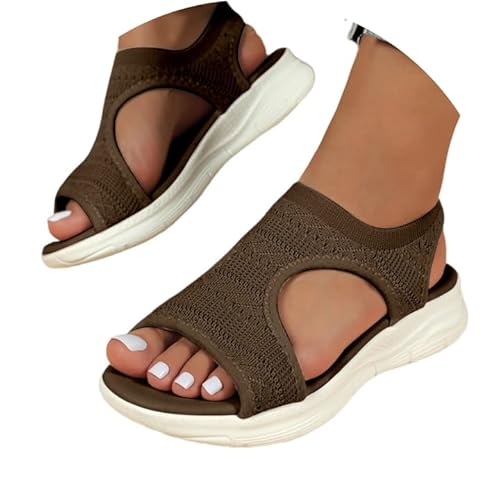 Orthopädische Sandalen Damen - Breite Füße Plateau Schlappen Mit Fußbett Sommerschuhe Sommer Weite Barfuss Offene Schuhe Elegant Und Bequem 001e Kaffee, 40 von SKFLABOOF