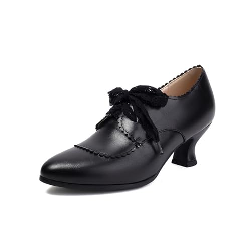 SKFLABOOF Oxford Schnürschuhe Damen Derby Elegant Business Schuhe Businessschuhe Lederschuhe Halbschuhe Anzugschuhe Mit Absatz von SKFLABOOF