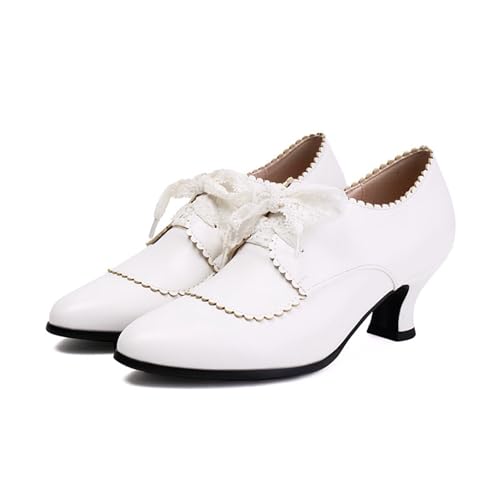 SKFLABOOF Oxford Schnürschuhe Damen Derby Elegant Business Schuhe Businessschuhe Lederschuhe Halbschuhe Anzugschuhe Mit Absatz von SKFLABOOF