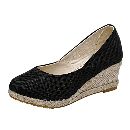 SKFLABOOF Sandalen Mit Keilabsatz Damen Plateau Sommer Schuhe Espadrilles Keilsandalen Weisse Sale Sommerschuhe Trendige Geschlossene Sandale Keilpumps Weite H Keilsandaletten Weiß Absatz Pumps von SKFLABOOF