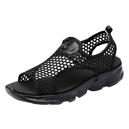 SKFLABOOF Sommer Damen Sandalen Mesh Casual Schwarz Dicke Sohlen Wassersandalen Offene Zehen Strandschuhe Monk Schuhe Damen Wandersandalen Lauflernsandalen Strandsandalen von SKFLABOOF