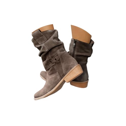 SKFLABOOF Stiefeletten Damen Mit Absatz - Winter Shoes Women Boots Winterboots Herbstschuhe High Heels Damenstiefeletten Schuhe Elegant 001e Dunkelgrau, 37 EU von SKFLABOOF