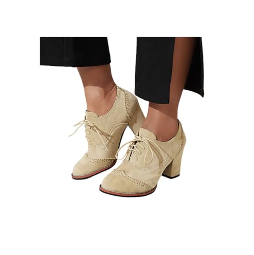 SKFLABOOF Stiefeletten Damen Mit Absatz - Winter Shoes Women Boots Winterboots Herbstschuhe High Heels Damenstiefeletten Schuhe Elegant 002a Beige, 42 EU von SKFLABOOF