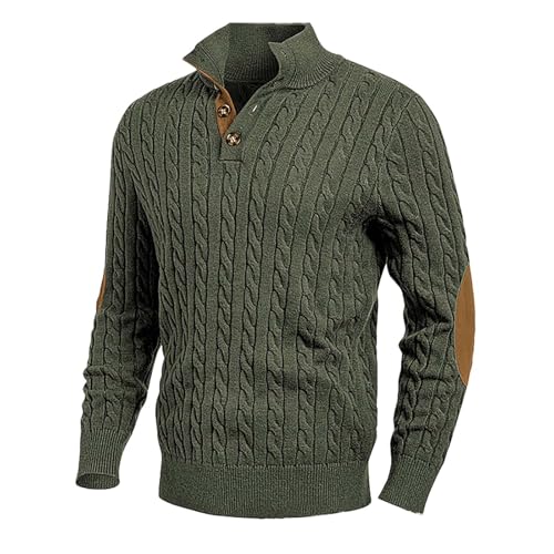 SKFLABOOF Strickpullover Herren - Rollkragen Stehkragen Pullover Langarm Zip oder Knöpfe Turtleneck Sweater Ohne Kapuze Pulli Winterpullover 006f Grün, XXL von SKFLABOOF