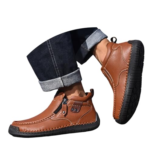 SKFLABOOF Trachtenschuhe Herren - Haferlschuhe für Männer Echtleder Herrenschuhe fürs Oktoberfest und Feierlichkeiten Mittelalter Trachten Schuhe Anzugschuhe Sneaker F 005b Braun, 39 EU von SKFLABOOF