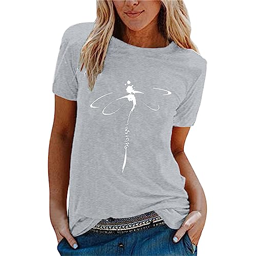 SKFLABOOF Tshirts Women - T Schirt Damen Locker Lässig Sommer Sale Shirts Tops Oberteile Mit Aufdruck Kurzarm Tshirt T Shirt Batik Ausgefallene Bluse Damenshirts Pullover 3 von SKFLABOOF