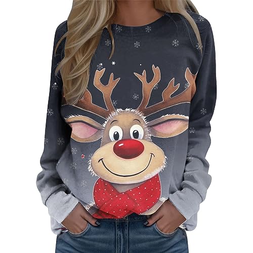 SKFLABOOF Weihnachtspullover Damen Lustig Teenager Mädchen Große Größen Sale Weihnachtspulli Ugly Weihnachten Pullover Kuschelig Lang XXL Weihnachts Pullis Verrückte Christmas Sweatshirt Pulli von SKFLABOOF