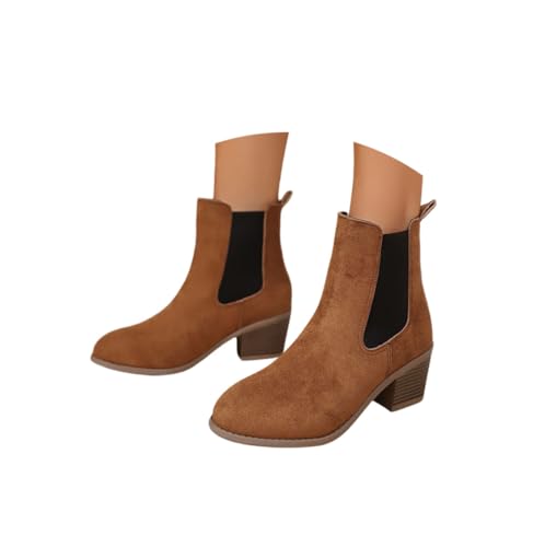 SKFLABOOF stiefel braun damen, Stiefeletten Damen Mit Absatz - Winter Shoes Women Boots Winterboots Herbstschuhe High Heels Damenstiefeletten Schuhe Elegant 003b Braun, 38 EU von SKFLABOOF