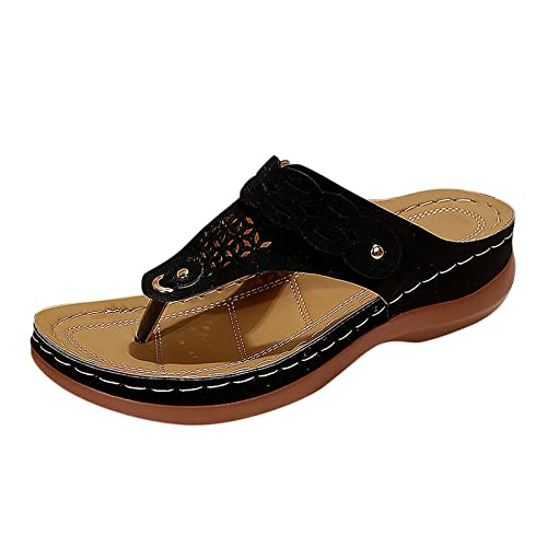 Sandalen & Slides Für Damen Keilabsatz Mit Absatz Zehentrenner Römersandalen Flip Flops Slingback Sommer Outdoor Flipflops Plateau Schwarz Schuhe Orthopädische Blau Wedges Trekkingsandalen Badeschuhe von SKFLABOOF